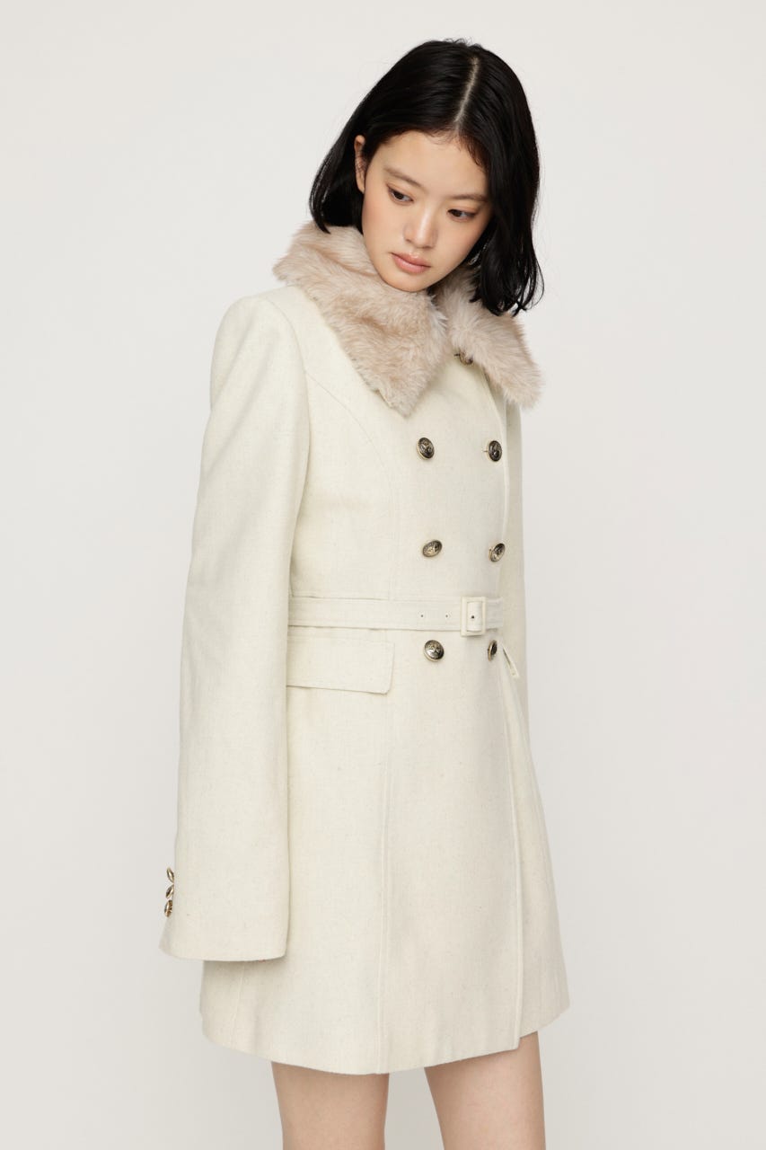 【AW PRE ORDER 第2弾】DOUBLE BUTTON FUR MIDI コート IVOY FREE