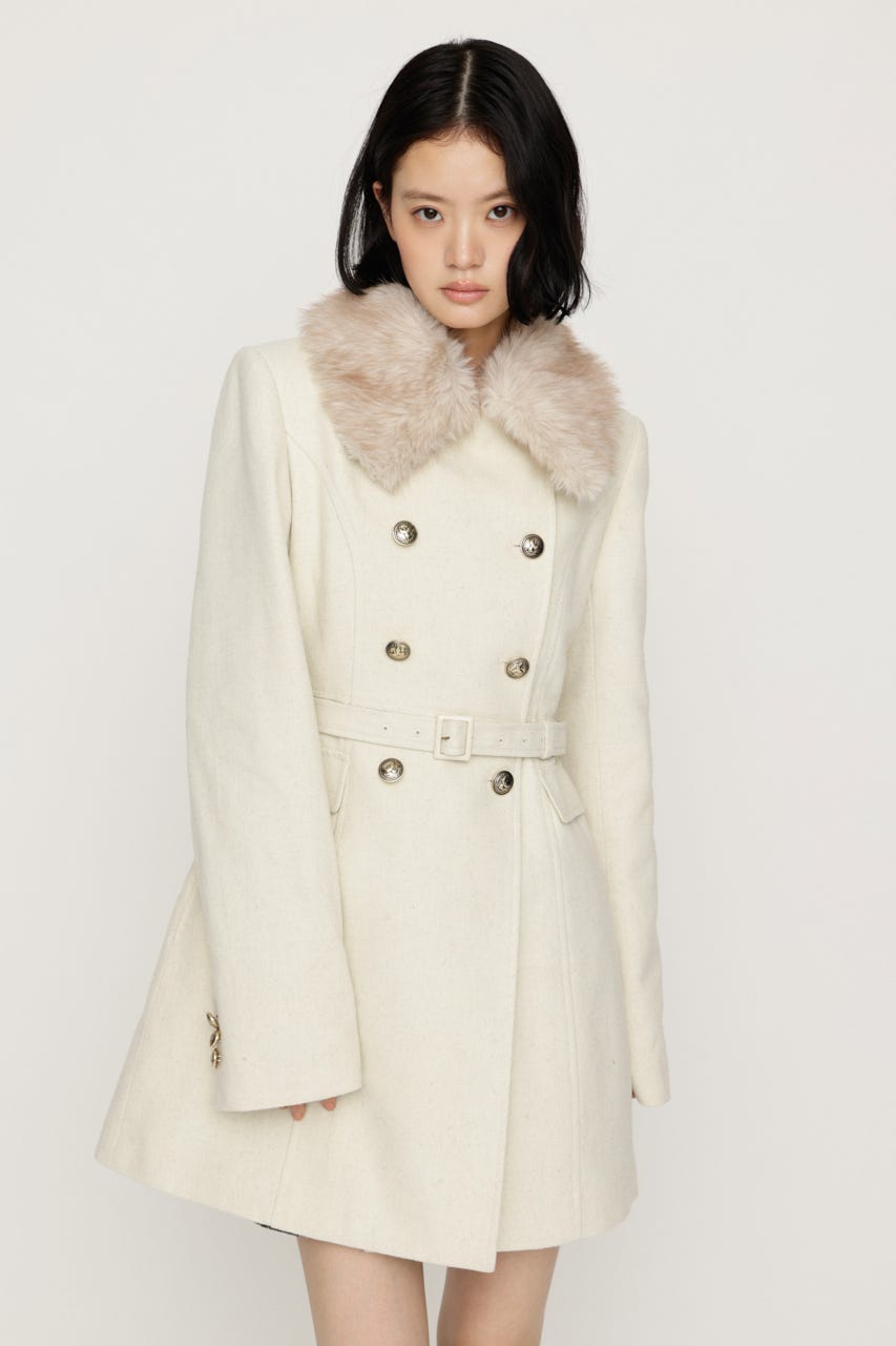 【AW PRE ORDER 第2弾】DOUBLE BUTTON FUR MIDI コート IVOY FREE