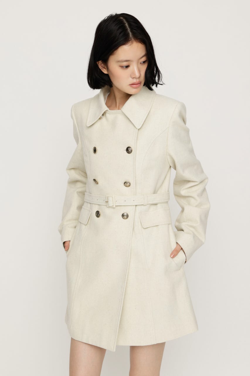【AW PRE ORDER 第2弾】DOUBLE BUTTON FUR MIDI コート IVOY FREE