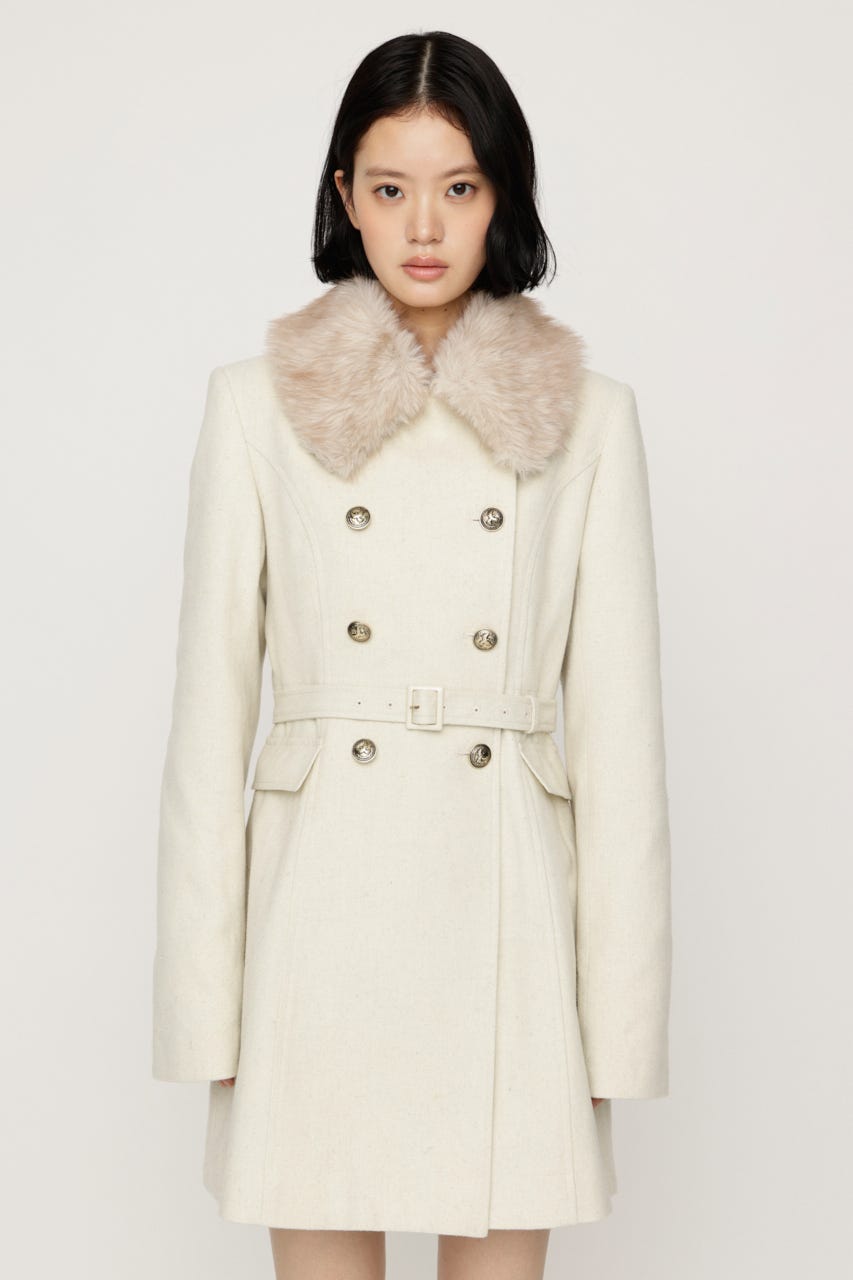【AW PRE ORDER 第2弾】DOUBLE BUTTON FUR MIDI コート IVOY FREE