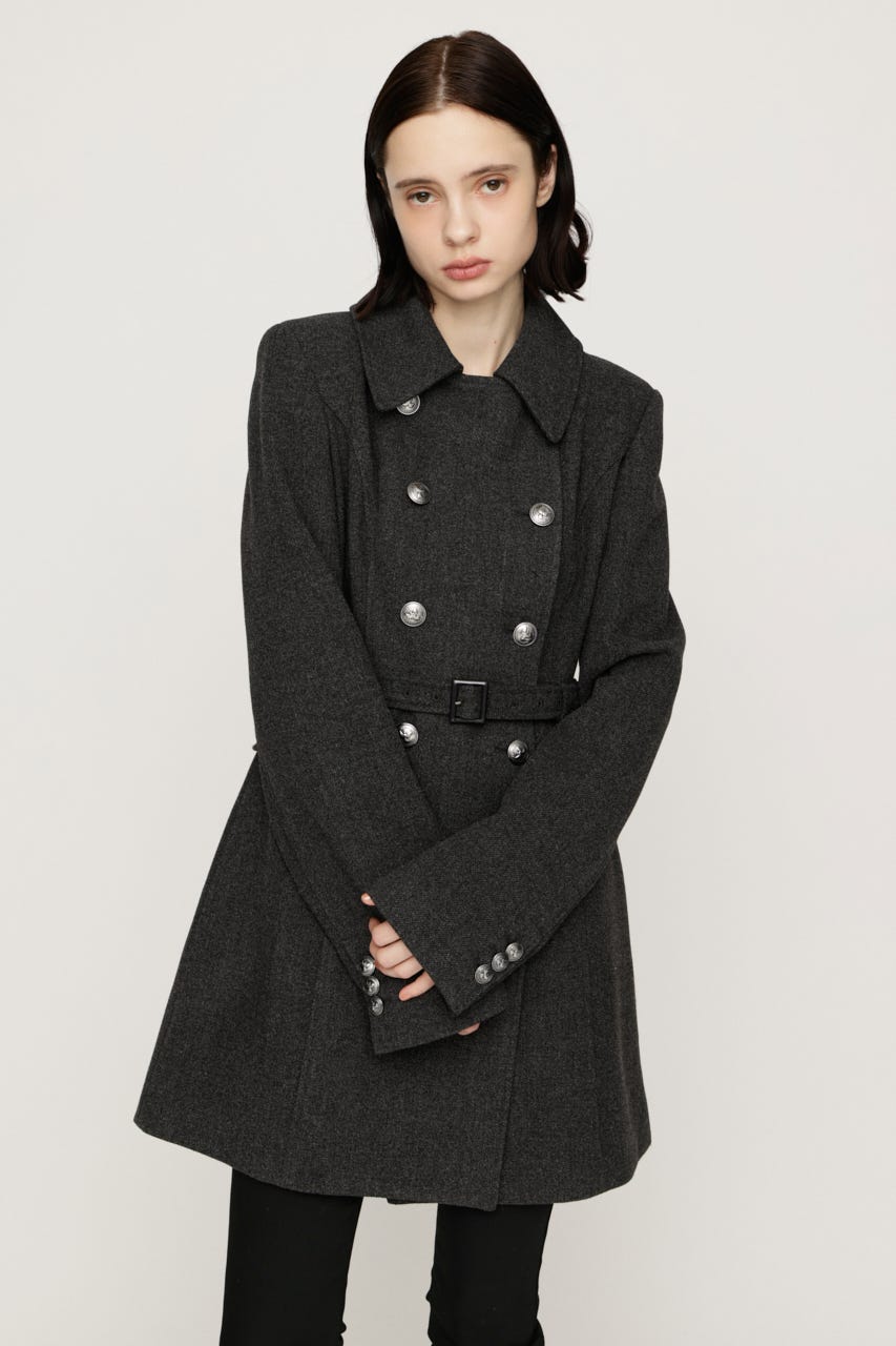 【AW PRE ORDER 第2弾】DOUBLE BUTTON FUR MIDI コート T.GRY FREE