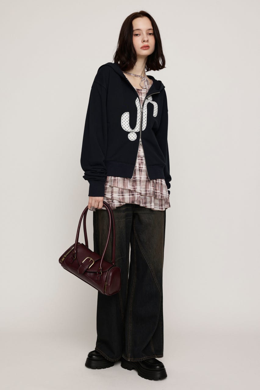 SHEER CHECK FRILL チュニック M/BRN FREE