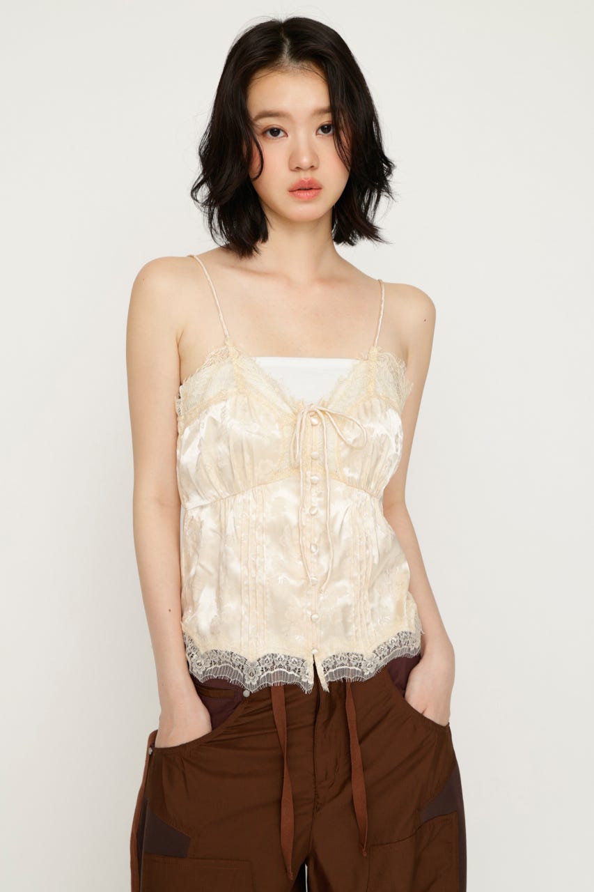 JQ SATIN LACE CAMI トップス IVOY FREE