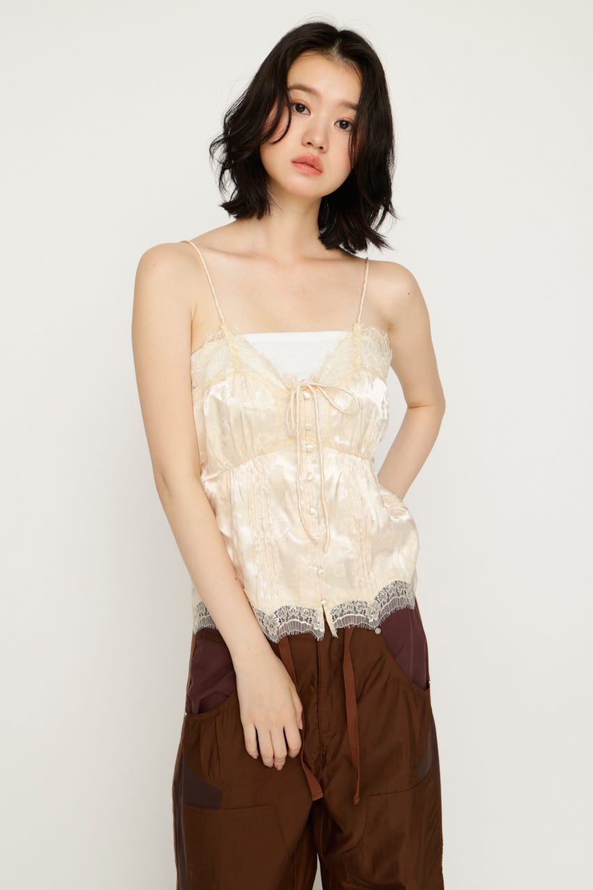 JQ SATIN LACE CAMI トップス IVOY FREE