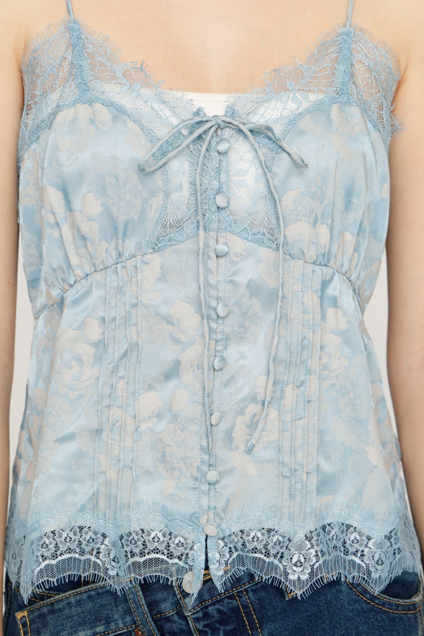 JQ SATIN LACE CAMI トップス L/BLU FREE
