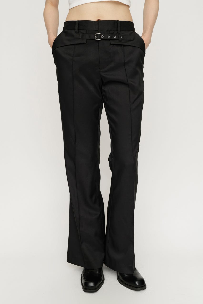 BELTED TIGHT FLARE パンツ BLK 1