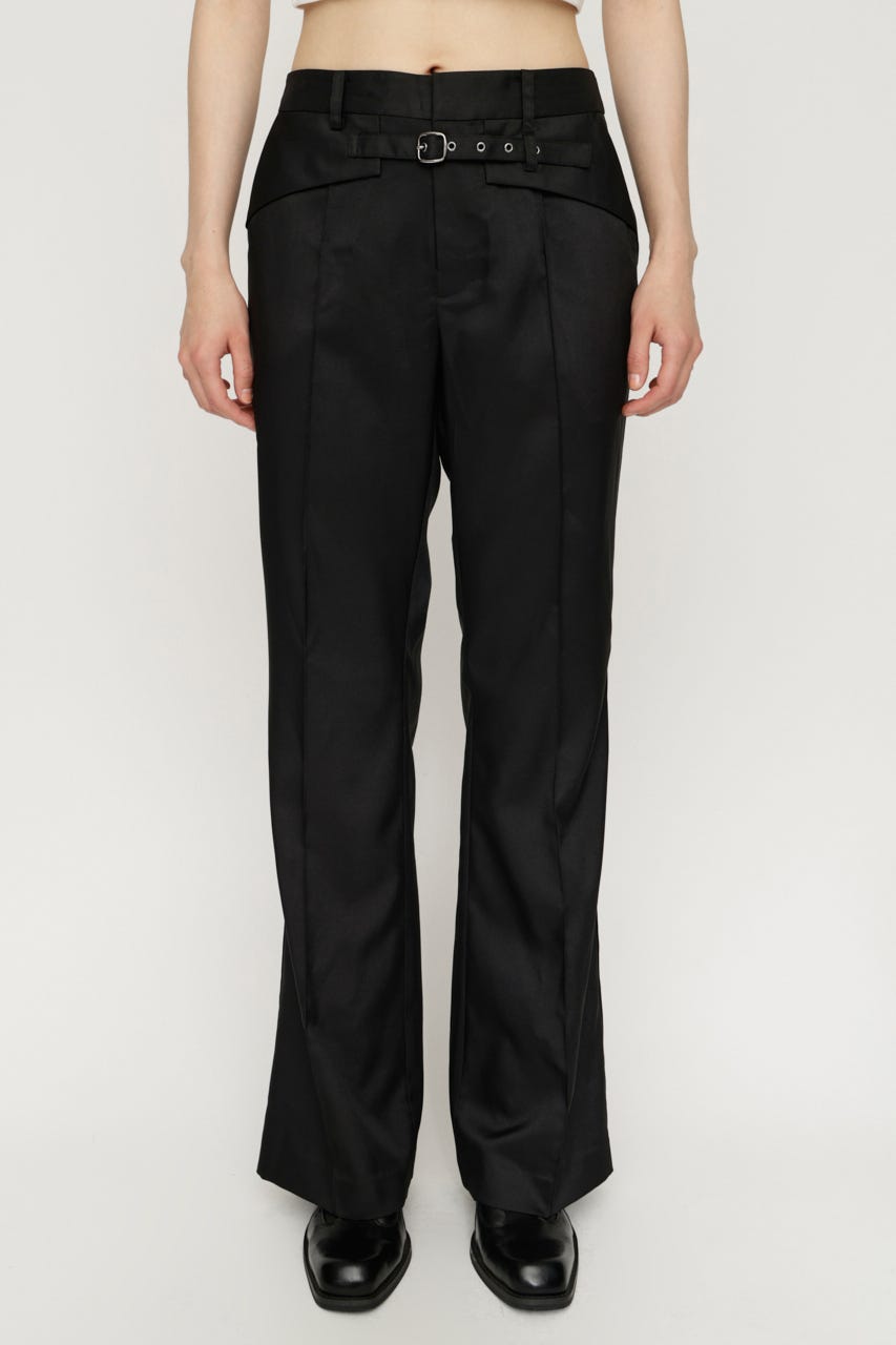 BELTED TIGHT FLARE パンツ BLK 1