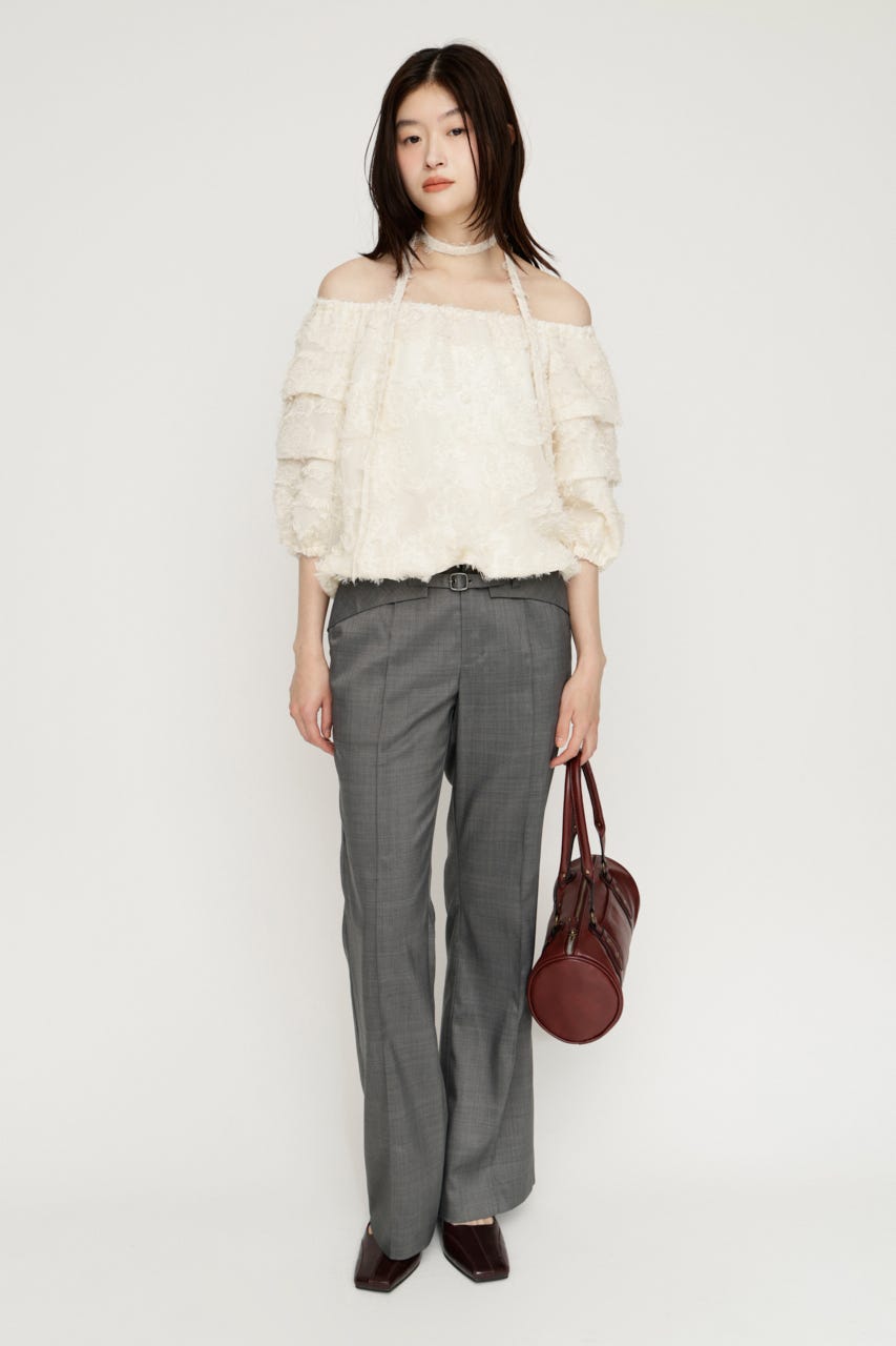 BELTED TIGHT FLARE パンツ T.GRY 2