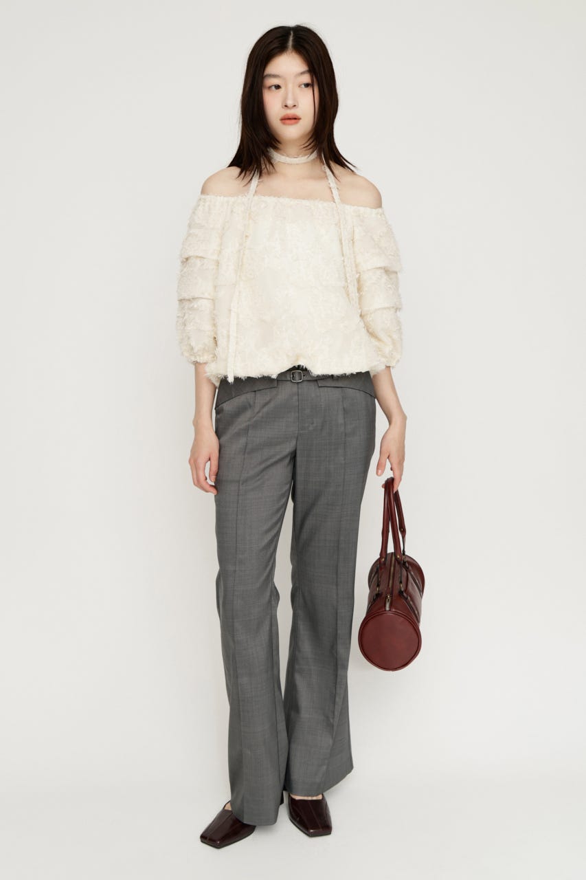 BELTED TIGHT FLARE パンツ T.GRY 2