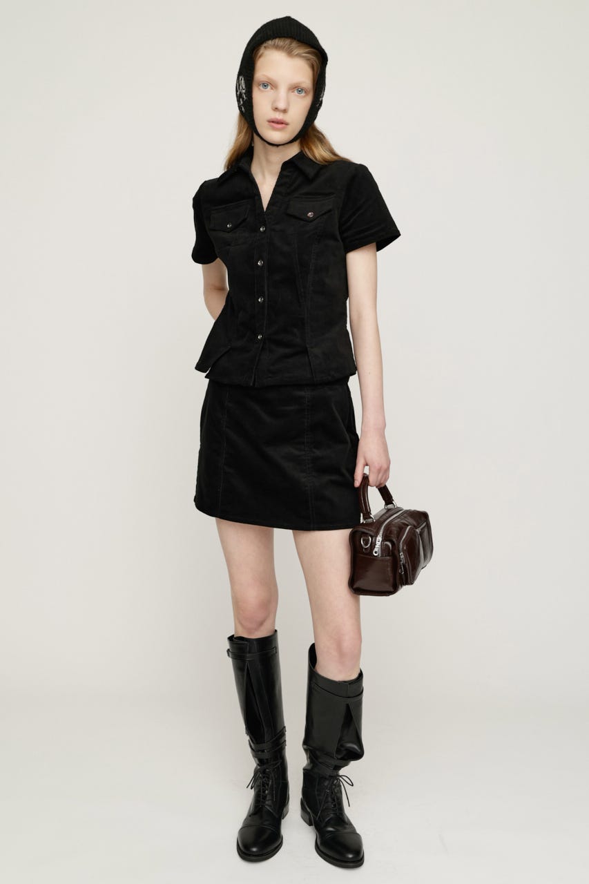 BELTED CORDUROY S／スコート BLK 1
