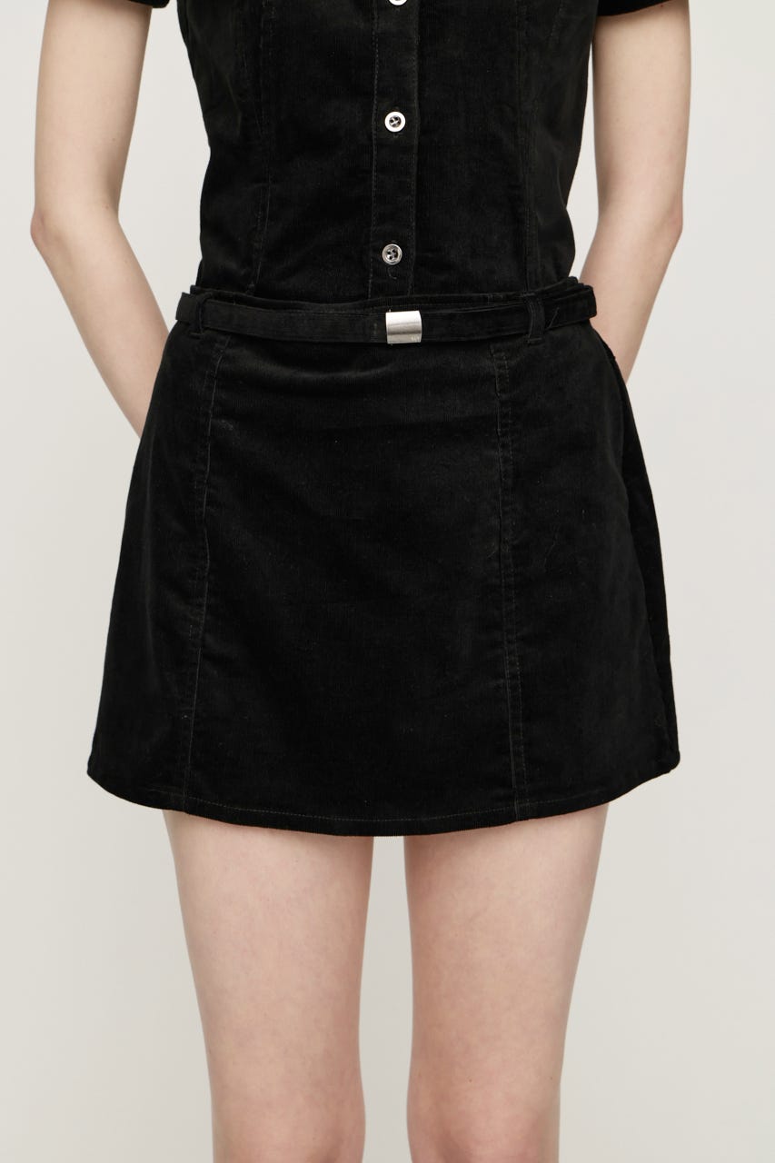 BELTED CORDUROY S／スコート BLK 1