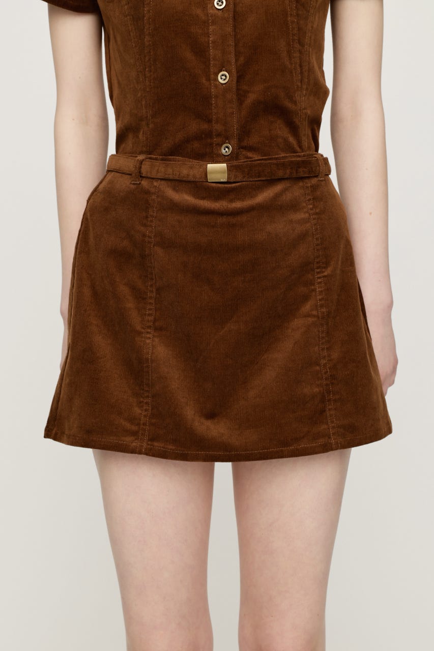 BELTED CORDUROY S／スコート BRN 0