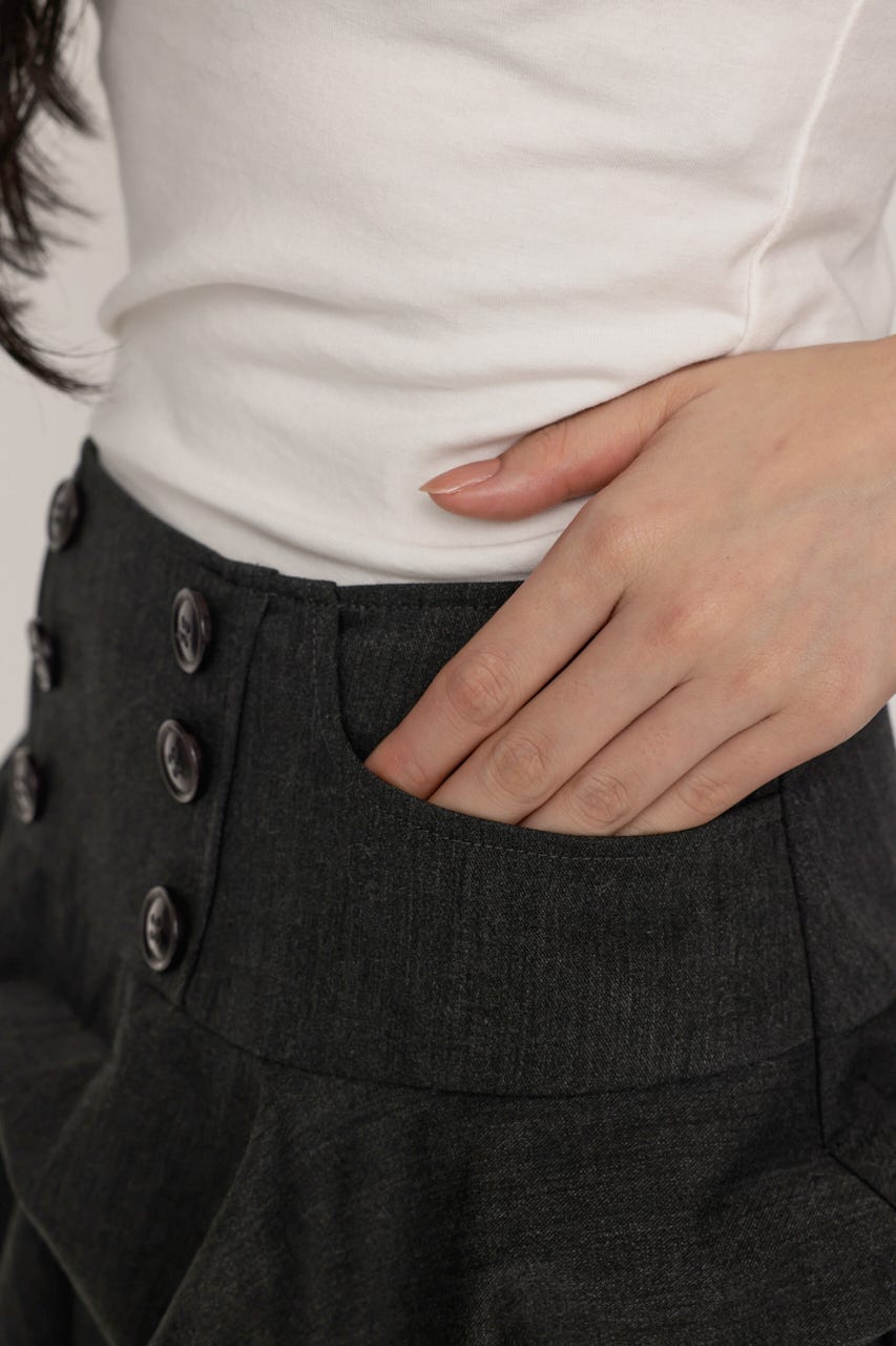 DOUBLE BUTTON TUCK スコート T.GRY 0