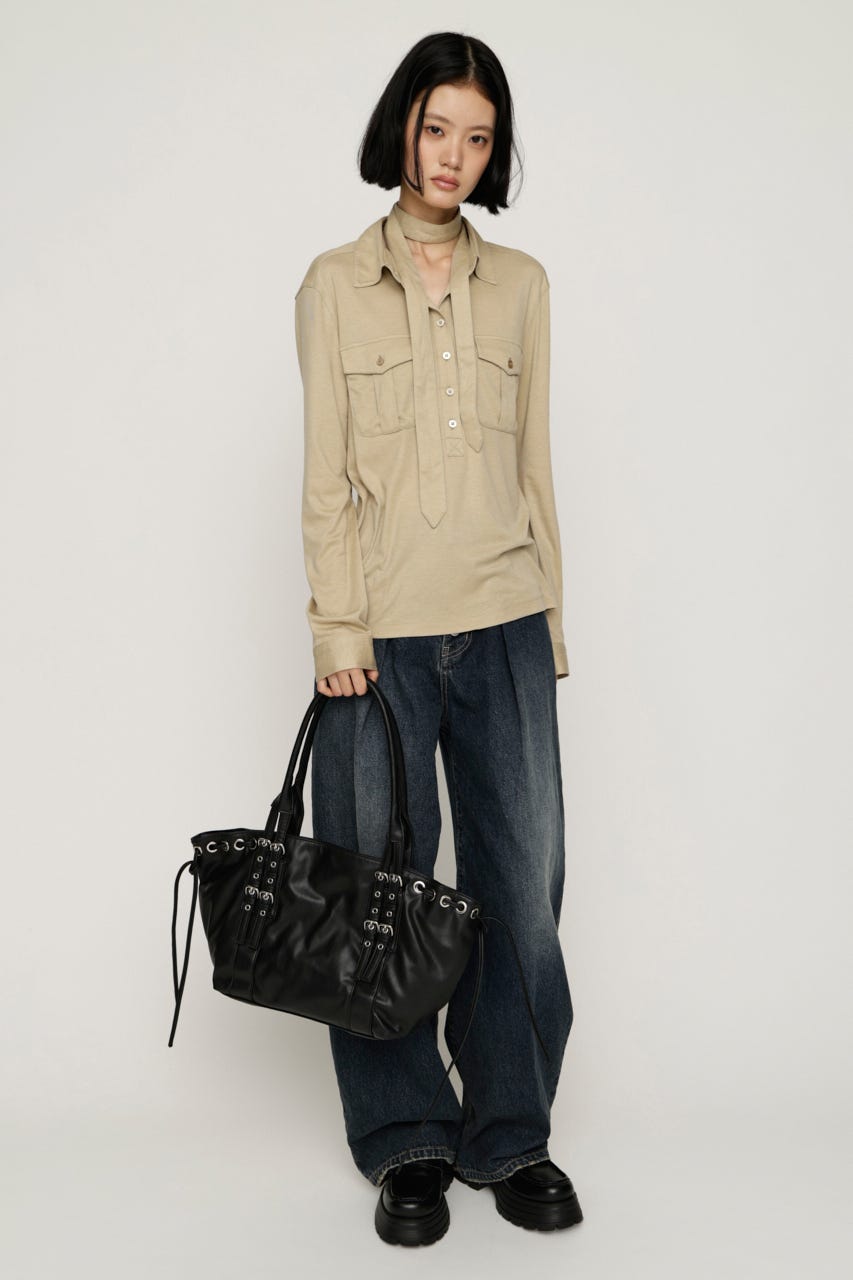 【AW PRE ORDER】SIDE DRAWSTRING トートバッグ BLK FREE