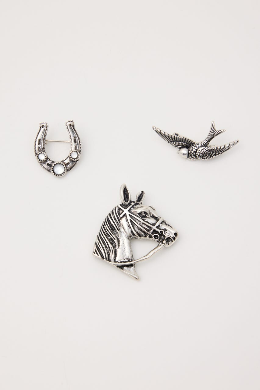 MOTIF BROOCH SET SLV FREE