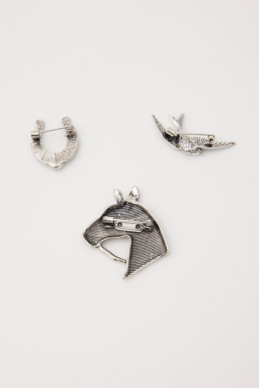 MOTIF BROOCH SET SLV FREE