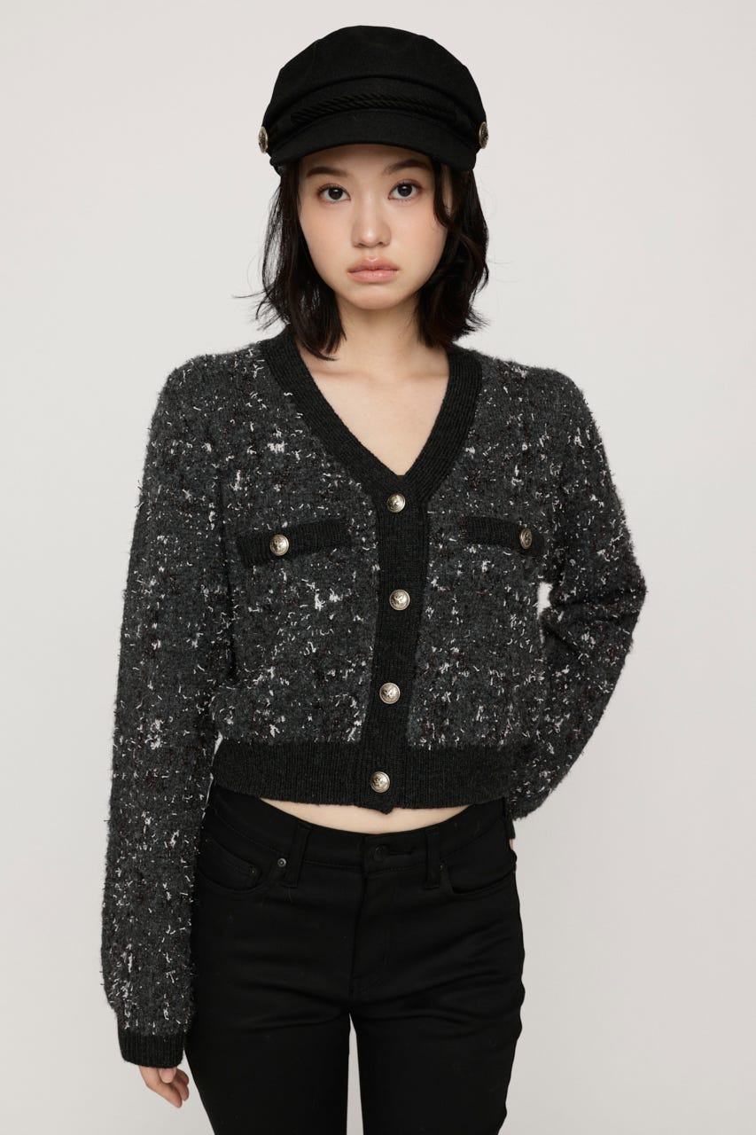 JQ TWEED KNIT カーディガン M/GRY FREE