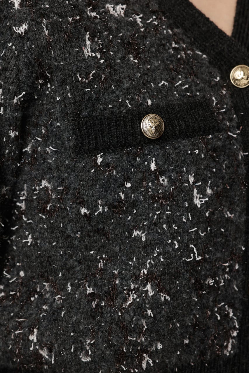 JQ TWEED KNIT カーディガン M/GRY FREE