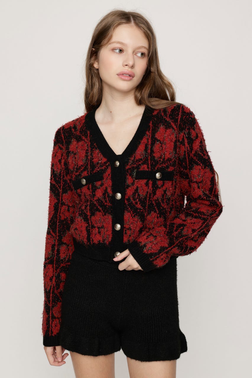 JQ TWEED KNIT カーディガン M/RED FREE