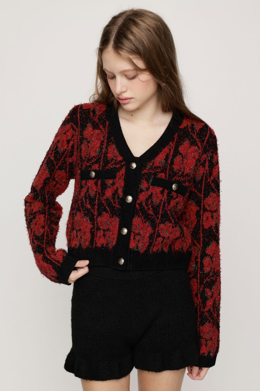 JQ TWEED KNIT カーディガン M/RED FREE