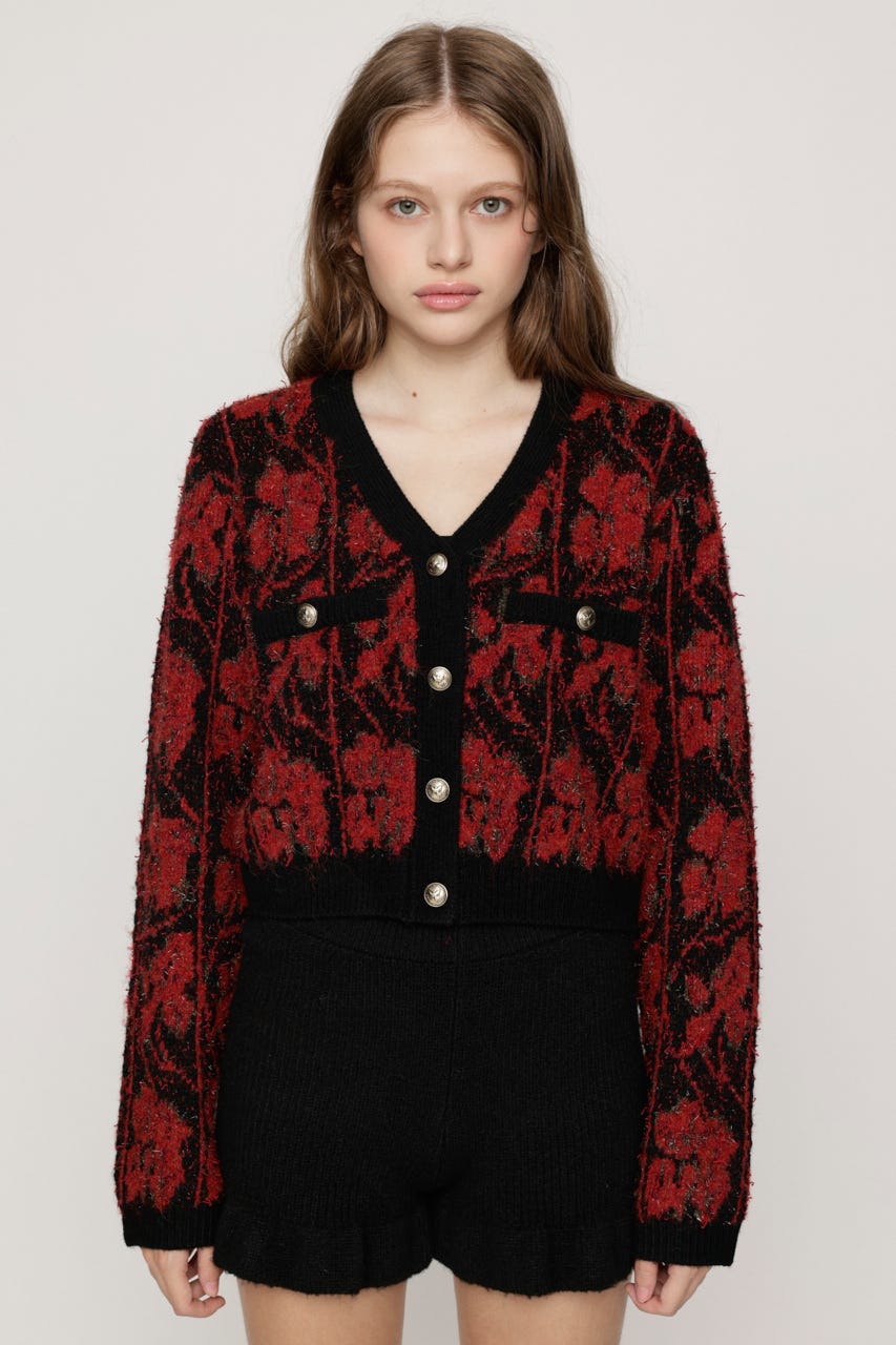 JQ TWEED KNIT カーディガン M/RED FREE