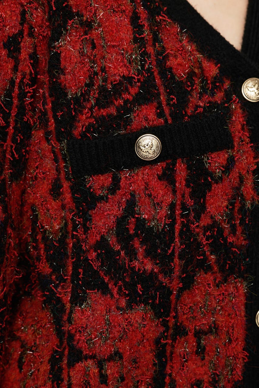 JQ TWEED KNIT カーディガン M/RED FREE