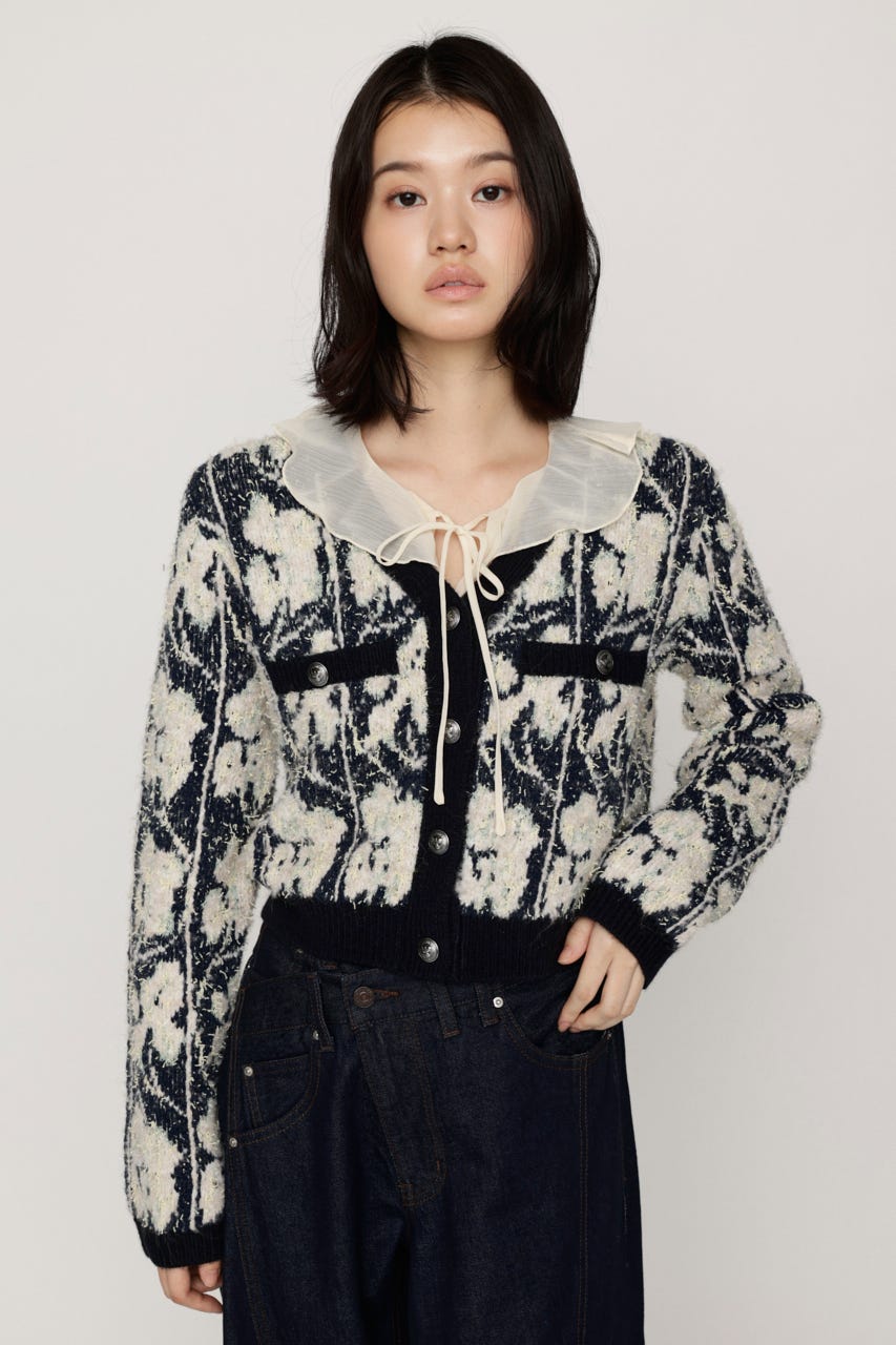 JQ TWEED KNIT カーディガン M/WHT FREE