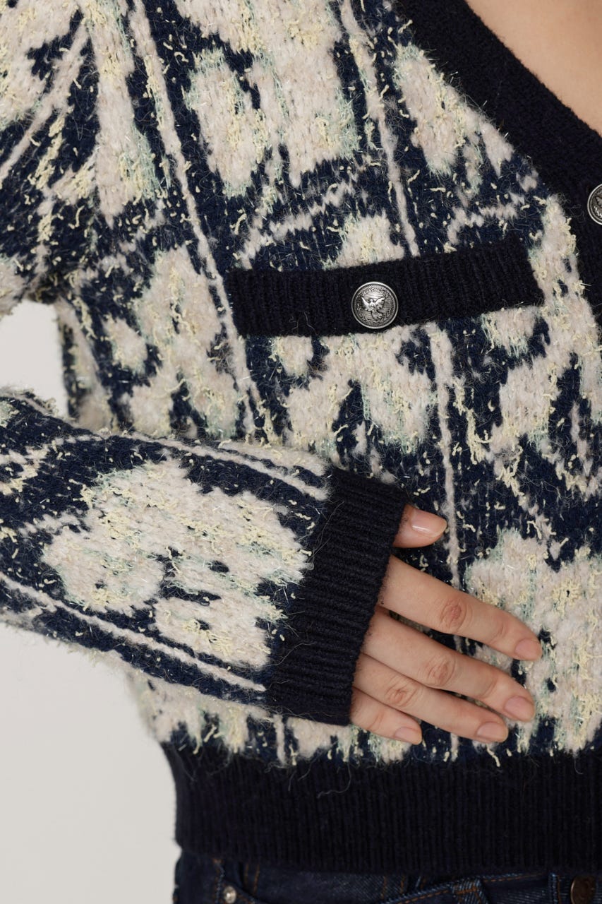 JQ TWEED KNIT カーディガン M/WHT FREE