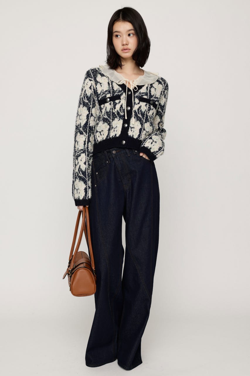 JQ TWEED KNIT カーディガン M/WHT FREE