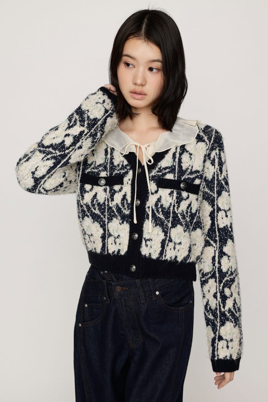 JQ TWEED KNIT カーディガン M/WHT FREE