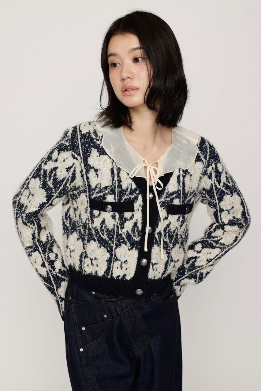 JQ TWEED KNIT カーディガン M/WHT FREE