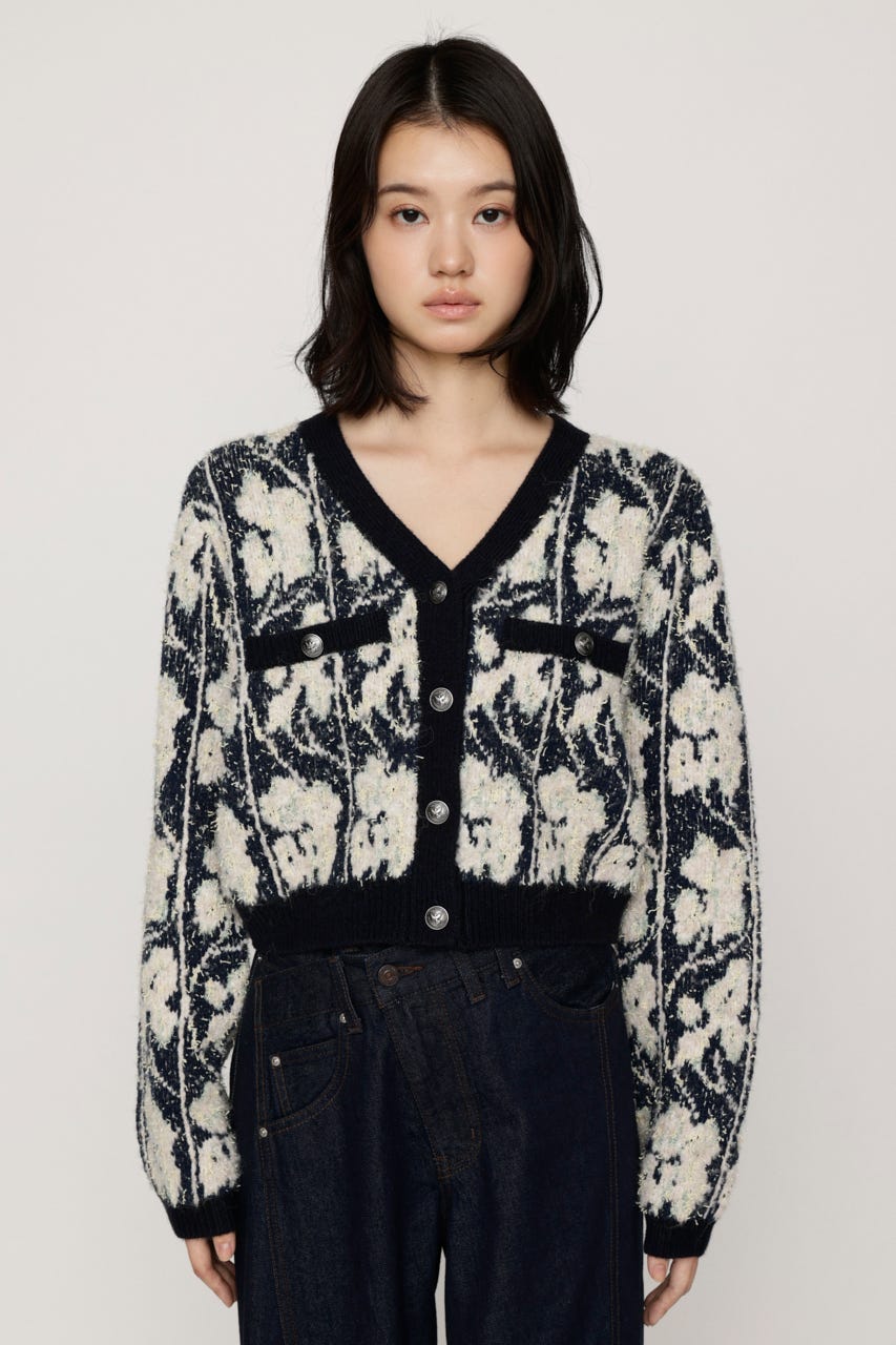 JQ TWEED KNIT カーディガン M/WHT FREE