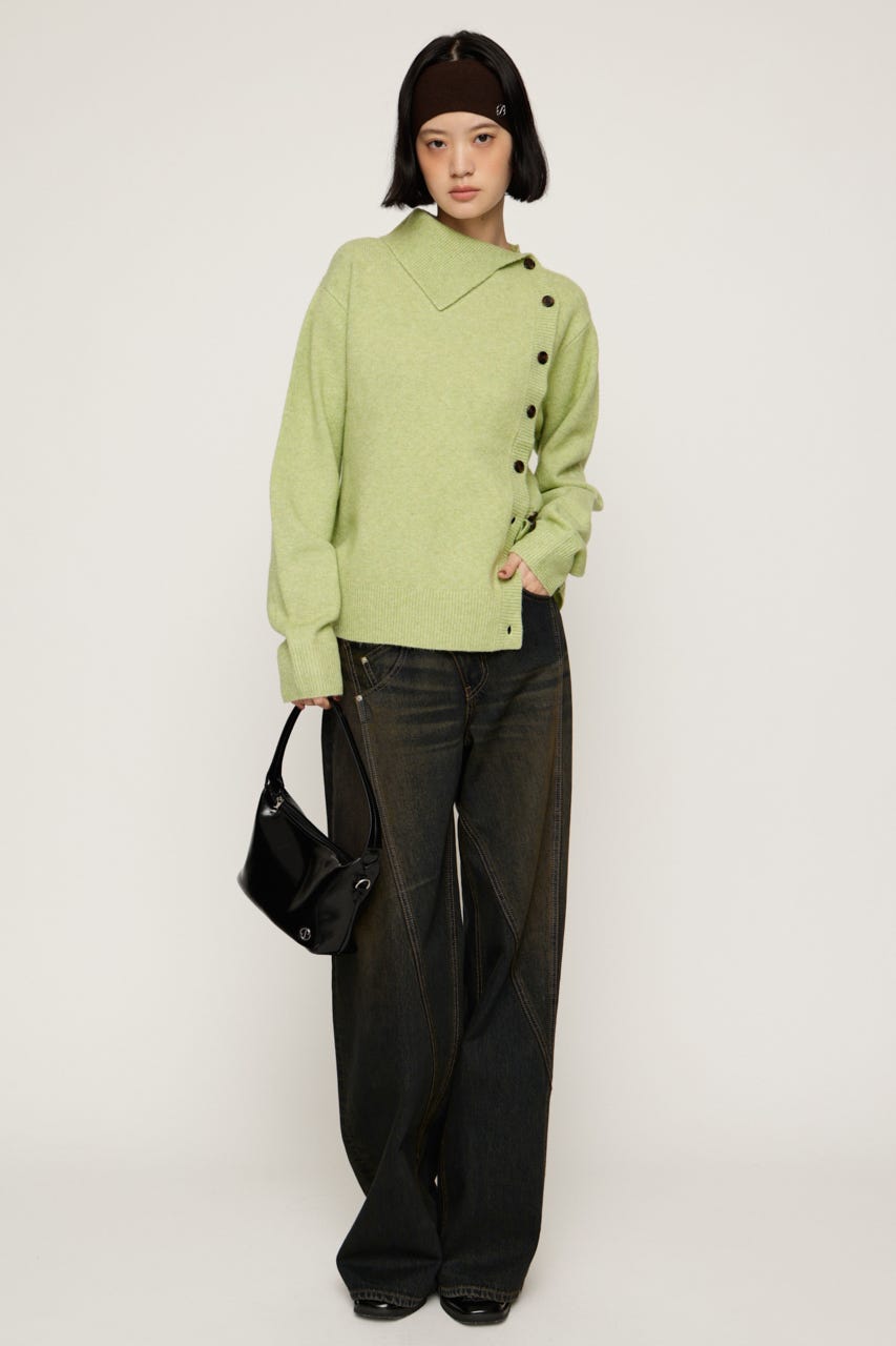 ASYMMETRY FRONT BUTTON トップス MINT FREE