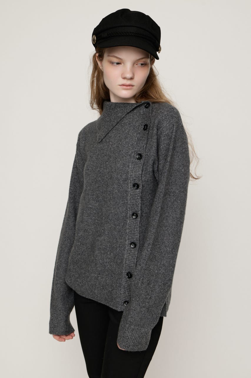 ASYMMETRY FRONT BUTTON トップス T.GRY FREE
