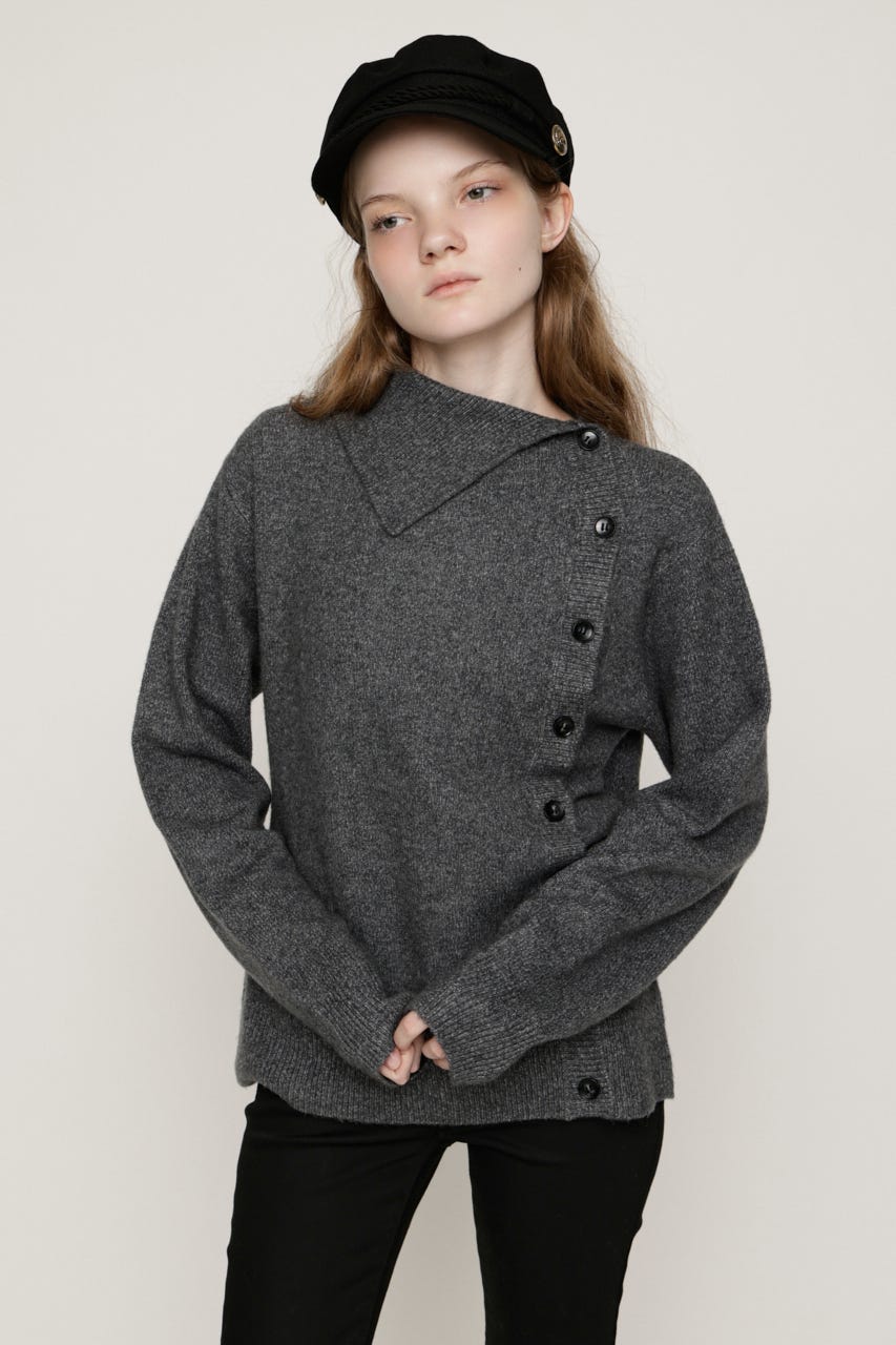 ASYMMETRY FRONT BUTTON トップス T.GRY FREE