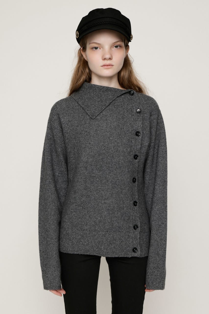 ASYMMETRY FRONT BUTTON トップス T.GRY FREE