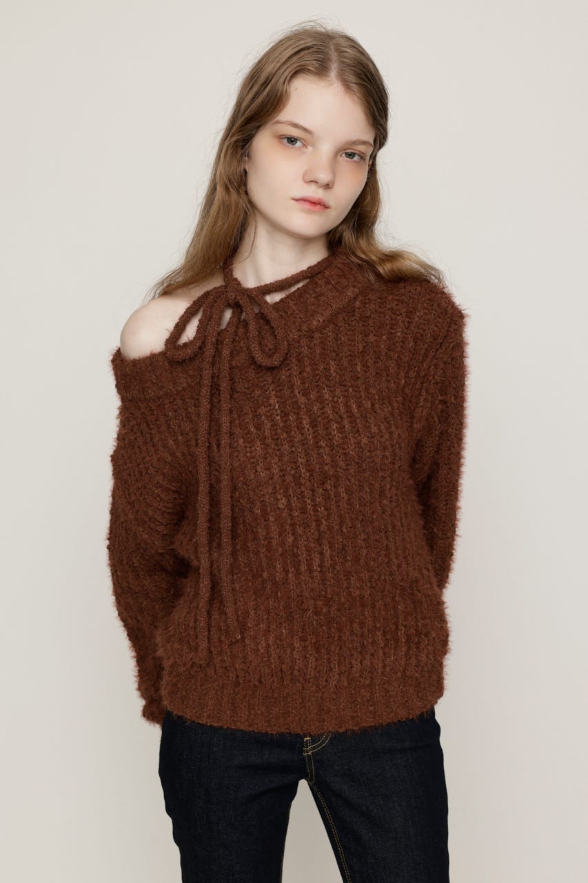 MANYWAY SHOULDER SHAGGY トップス BRN FREE
