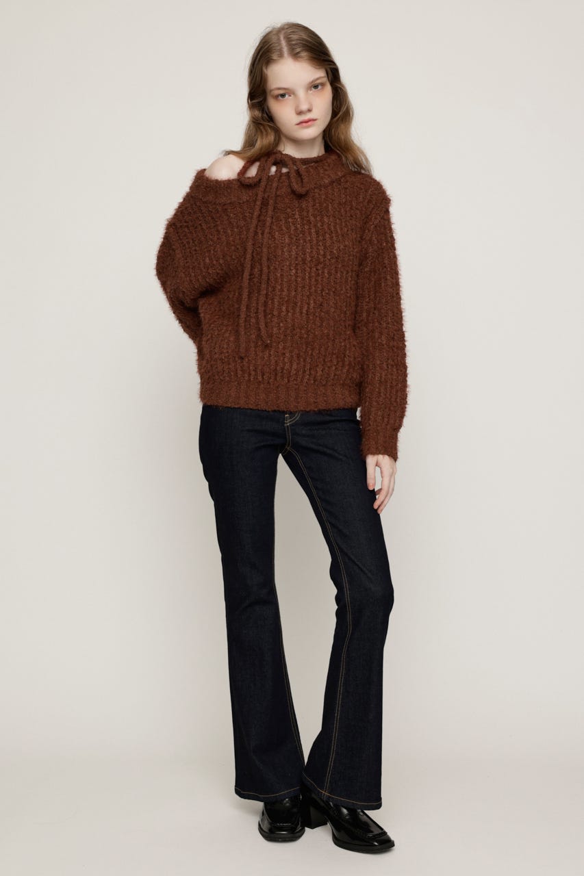 MANYWAY SHOULDER SHAGGY トップス BRN FREE