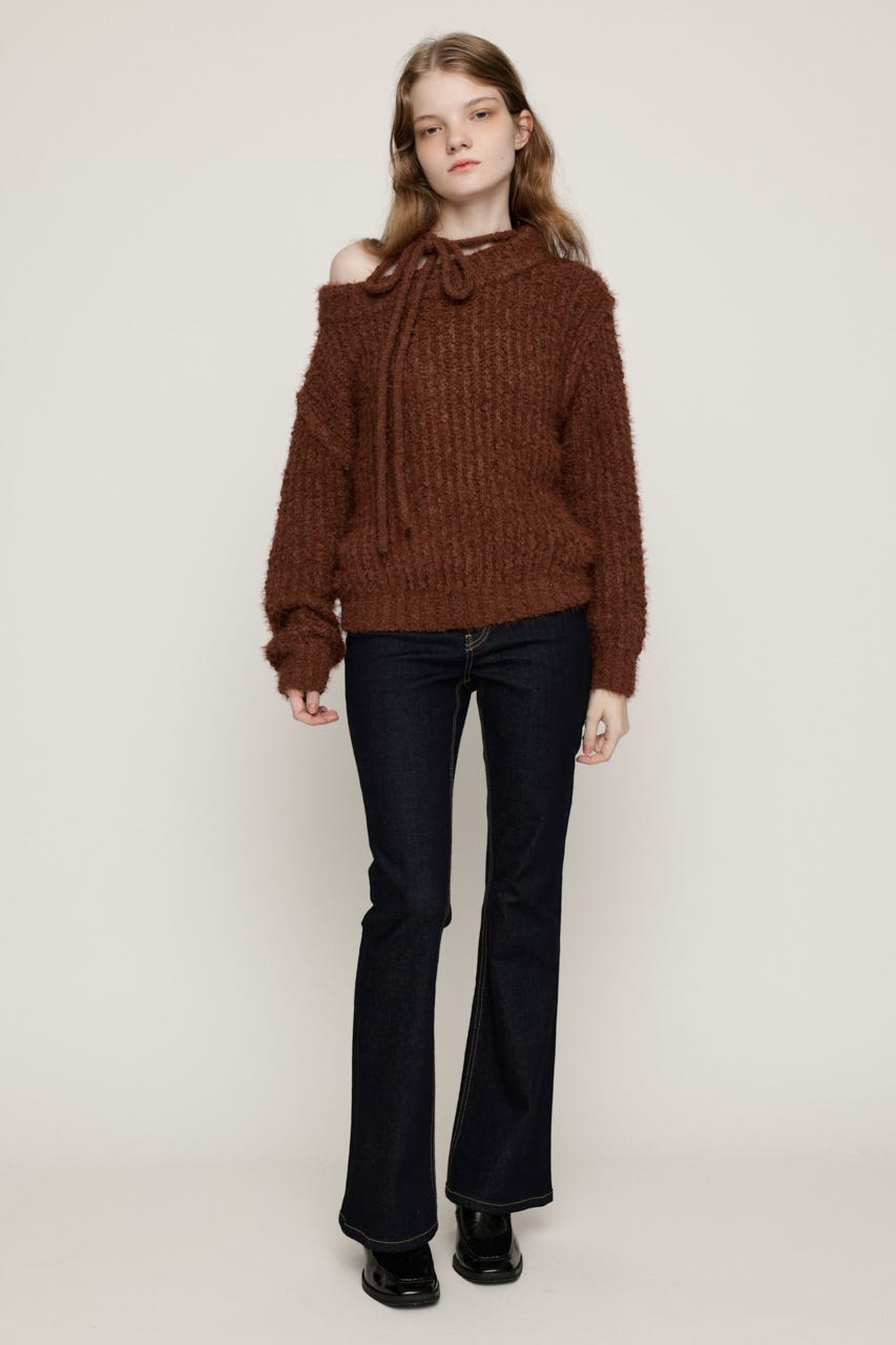 MANYWAY SHOULDER SHAGGY トップス BRN FREE