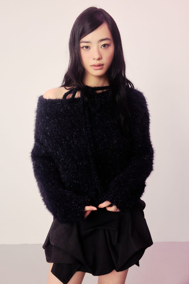 MANYWAY SHOULDER SHAGGY トップス NVY FREE