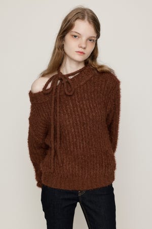 MANYWAY SHOULDER SHAGGY トップス