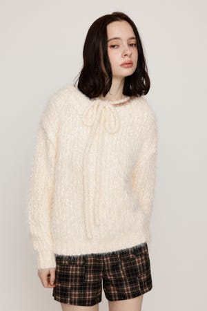 MANYWAY SHOULDER SHAGGY トップス