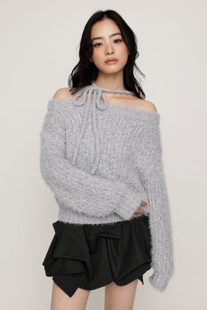 MANYWAY SHOULDER SHAGGY トップス