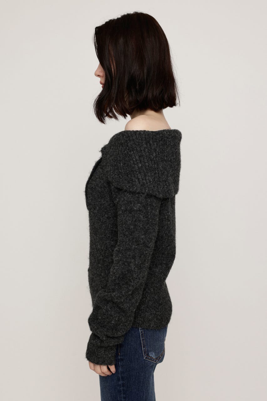 DOUBLE BUTTON OFF SHOULDER トップス T.GRY FREE