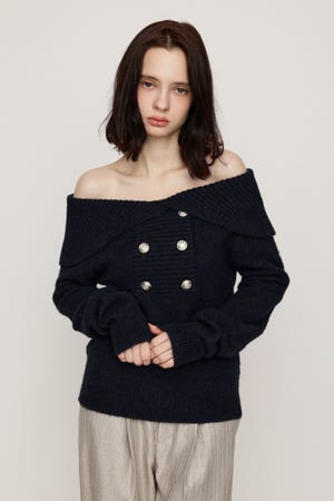 DOUBLE BUTTON OFF SHOULDER トップス