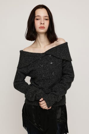 DOUBLE BUTTON OFF SHOULDER トップス