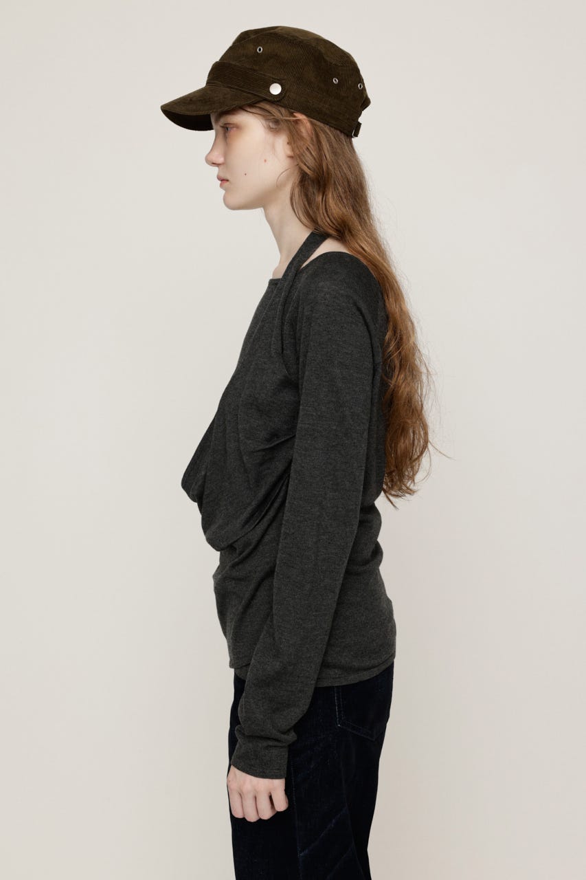 HALTER LAYERED COWL NECK トップス T.GRY FREE