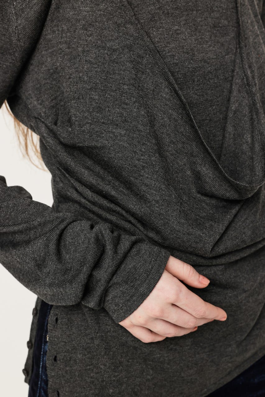 HALTER LAYERED COWL NECK トップス T.GRY FREE
