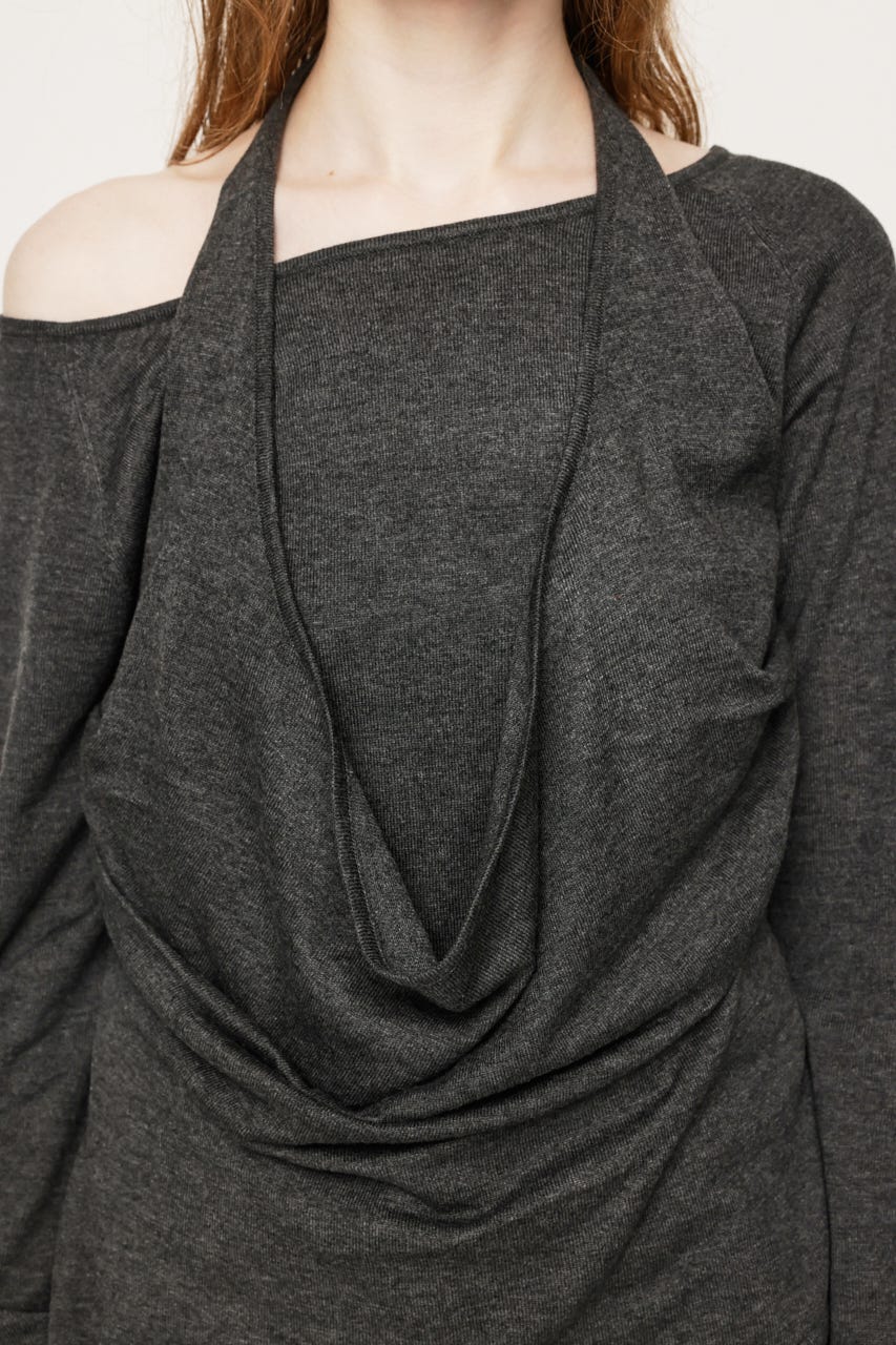 HALTER LAYERED COWL NECK トップス T.GRY FREE