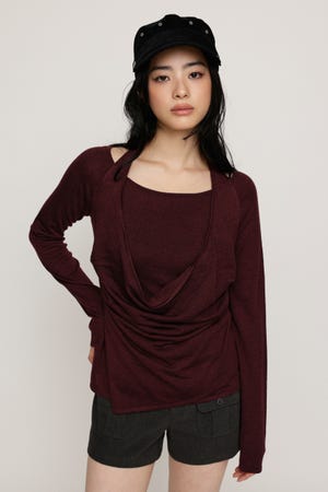 HALTER LAYERED COWL NECK トップス